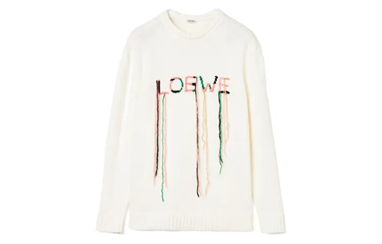 LOEWE Sweaters Men's White Crew Neck Moderate Other