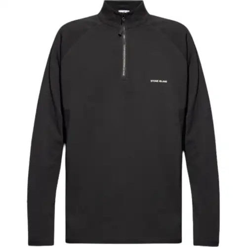 STONE ISLAND Logo Lettering Zip up Sweatshirt