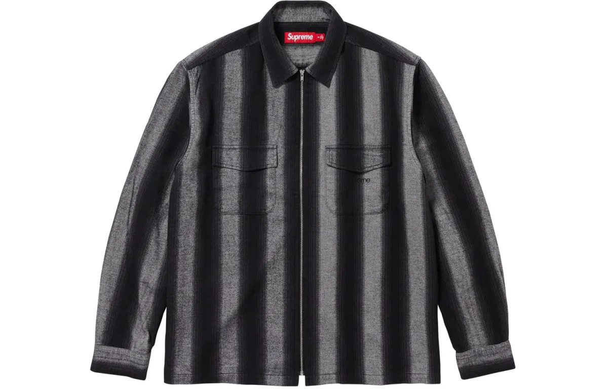 Supreme Stripe Flannel Zip Up Shirt