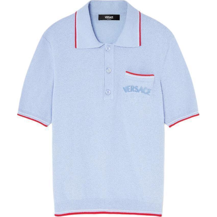 Мужская футболка-поло Versace SS24 LogoPolo (синяя)