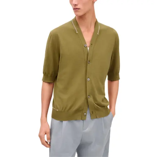 HERMES Knitwear Men's Green V Neck Moderate Cardigan