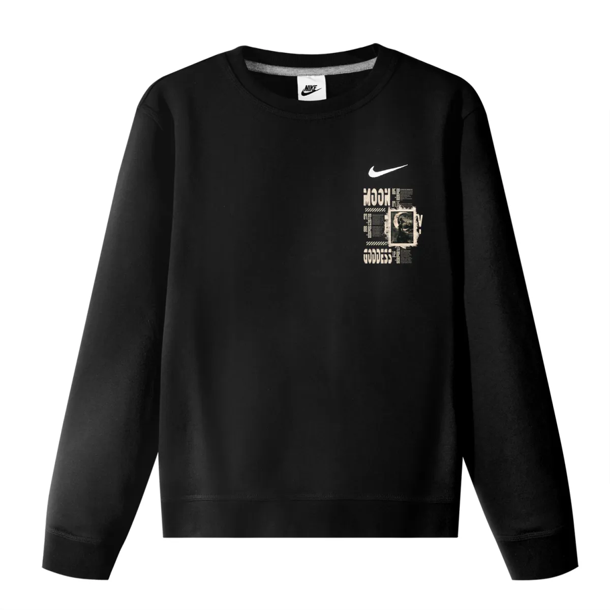 Nike Sweatshirts Unisex Black Crew Neck Moderate Straight Fit