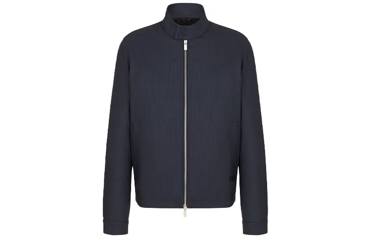 DIOR Quarterly New Products Sweaters Men's Blue Stand Collar Moderate Cardigan