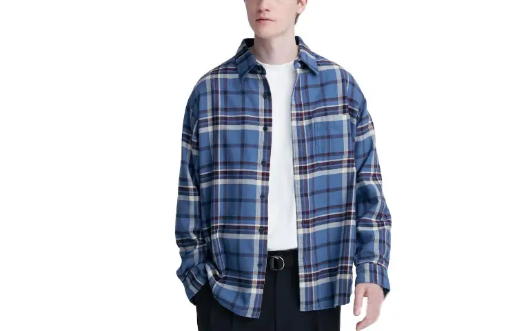 UNIQLO Shirts Men's Sky Blue Pointed Collar Moderate Other