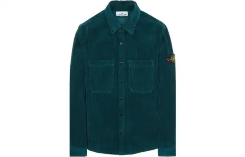 STONE ISLAND Shirts Men's Green Lapel Moderate Other