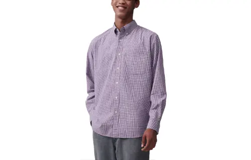 UNIQLO Shirts Men's Purple Pointed Collar Moderate Other