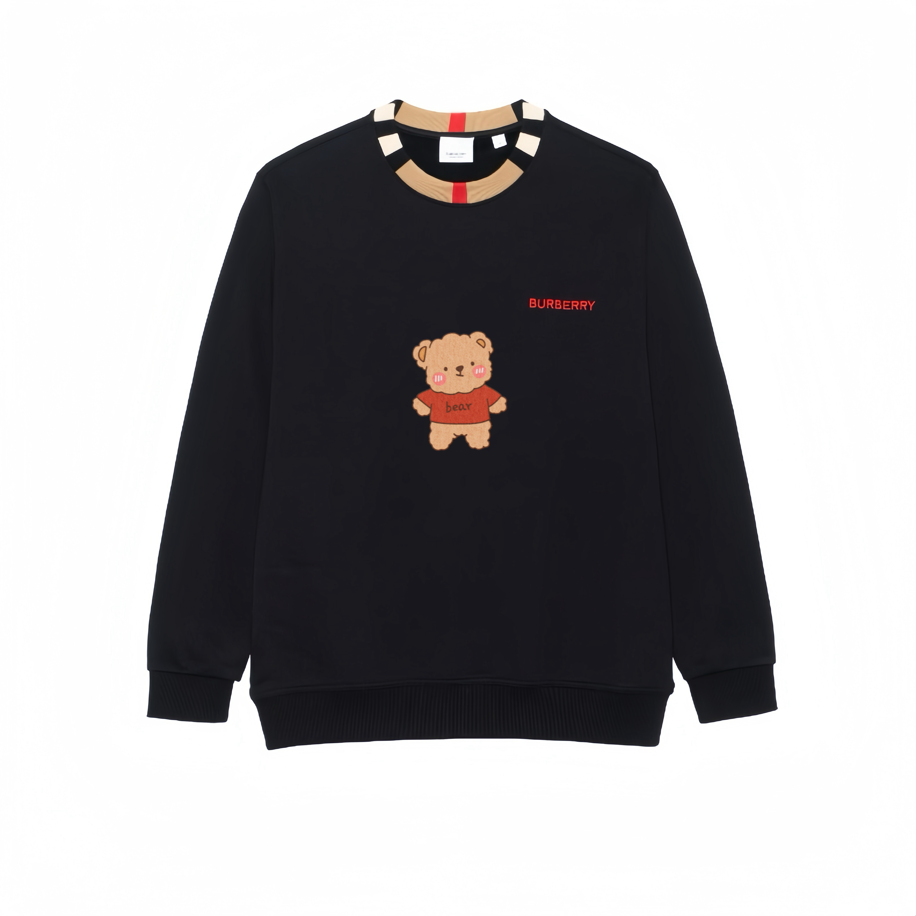 Burberry Multicolor Letter Embroidery Crew Neck Long Sleeved Sweatshirt Unisex Black