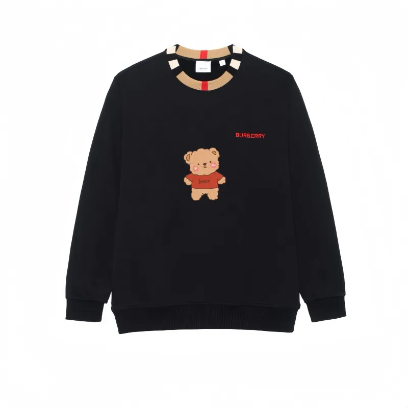 Burberry Multicolor Letter Embroidery Crew Neck Long Sleeved Sweatshirt Unisex Black