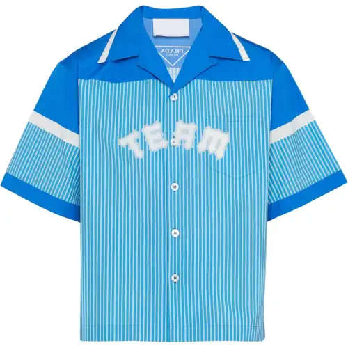 PRADA Shirts Men's Blue Cuban Collar Moderate Other