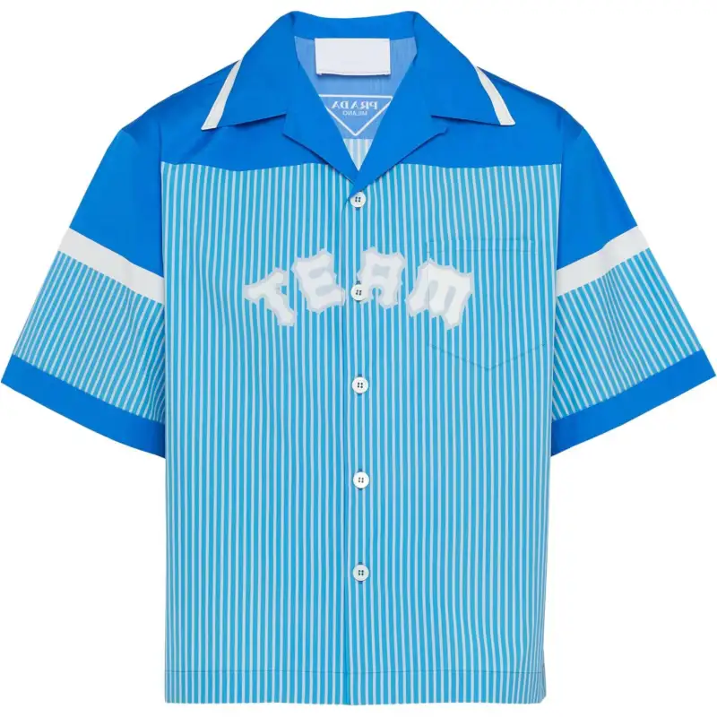 PRADA Shirts Men's Blue Cuban Collar Moderate Other