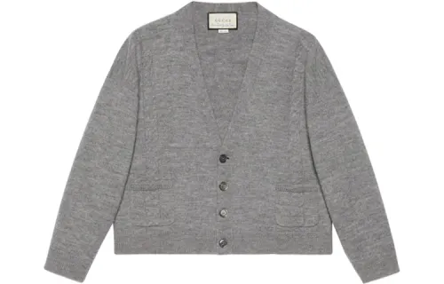 GUCCI Sweaters Men's Light Gray V Neck Moderate Other