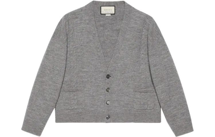 GUCCI Sweaters Men's Light Gray V Neck Moderate Other