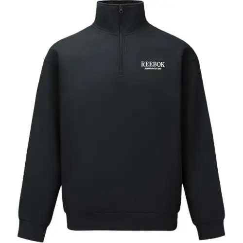 Reebok Sweatshirts Unisex Black Stand Collar Moderate Regular
