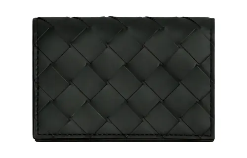 Bottega Veneta Cow Leather Business Card Holder Men's Dark Green