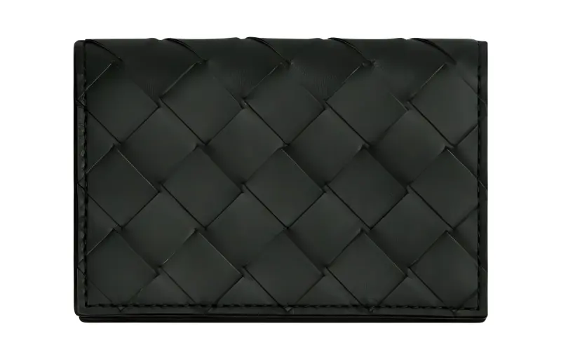 Bottega Veneta Cow Leather Business Card Holder Men's Dark Green