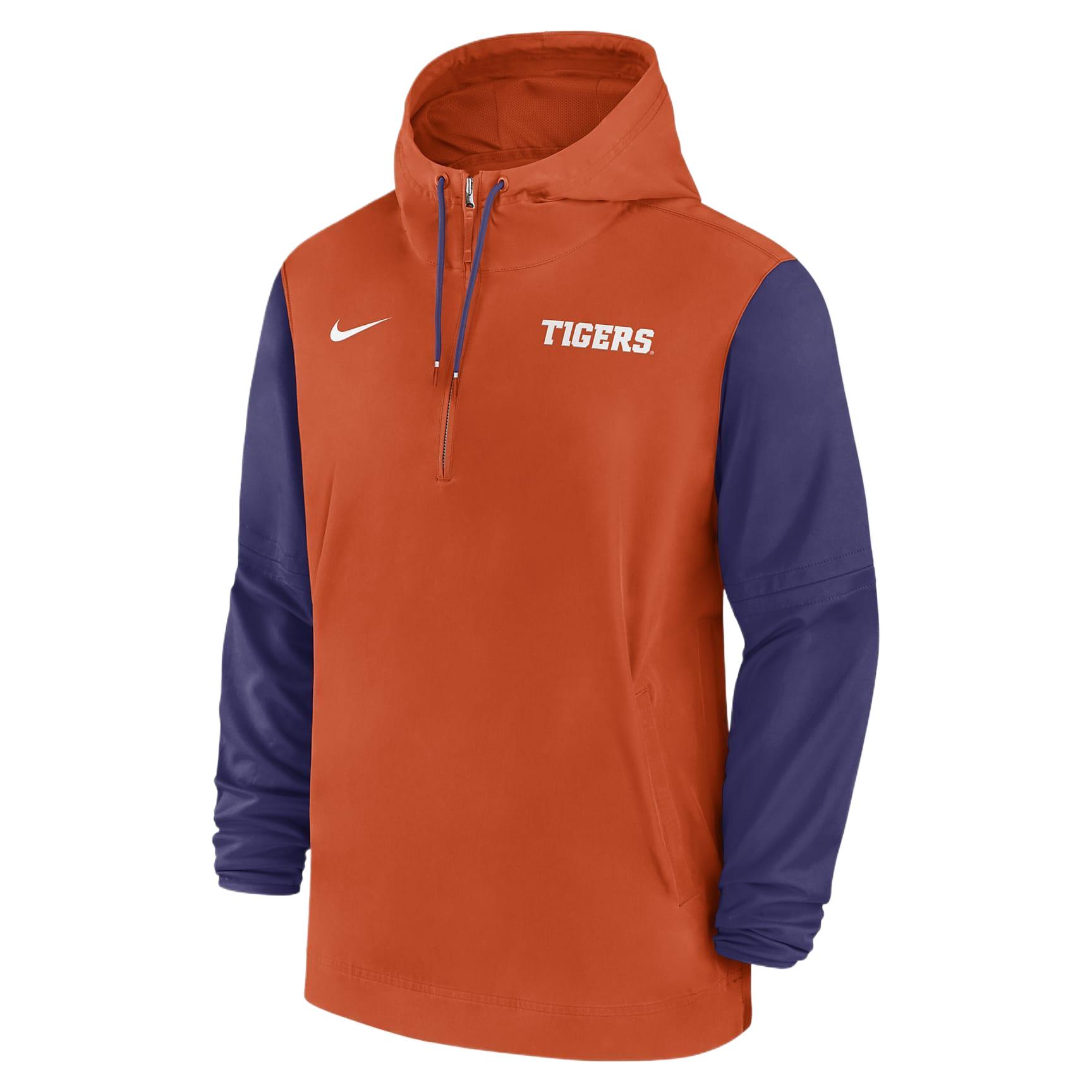 Nike Clemson Tigers Sideline Pre Game Player Men's Nike College 1/2 Zip Hooded Jacket