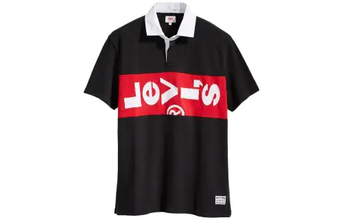 Levis Polo Shirts Men's Black Polo Collar Moderate Straight Fit