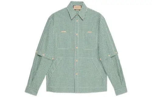 GUCCI Shirts Men's Green Pointed Collar Moderate Other