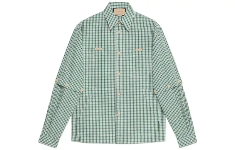 GUCCI Shirts Men's Green Pointed Collar Moderate Other