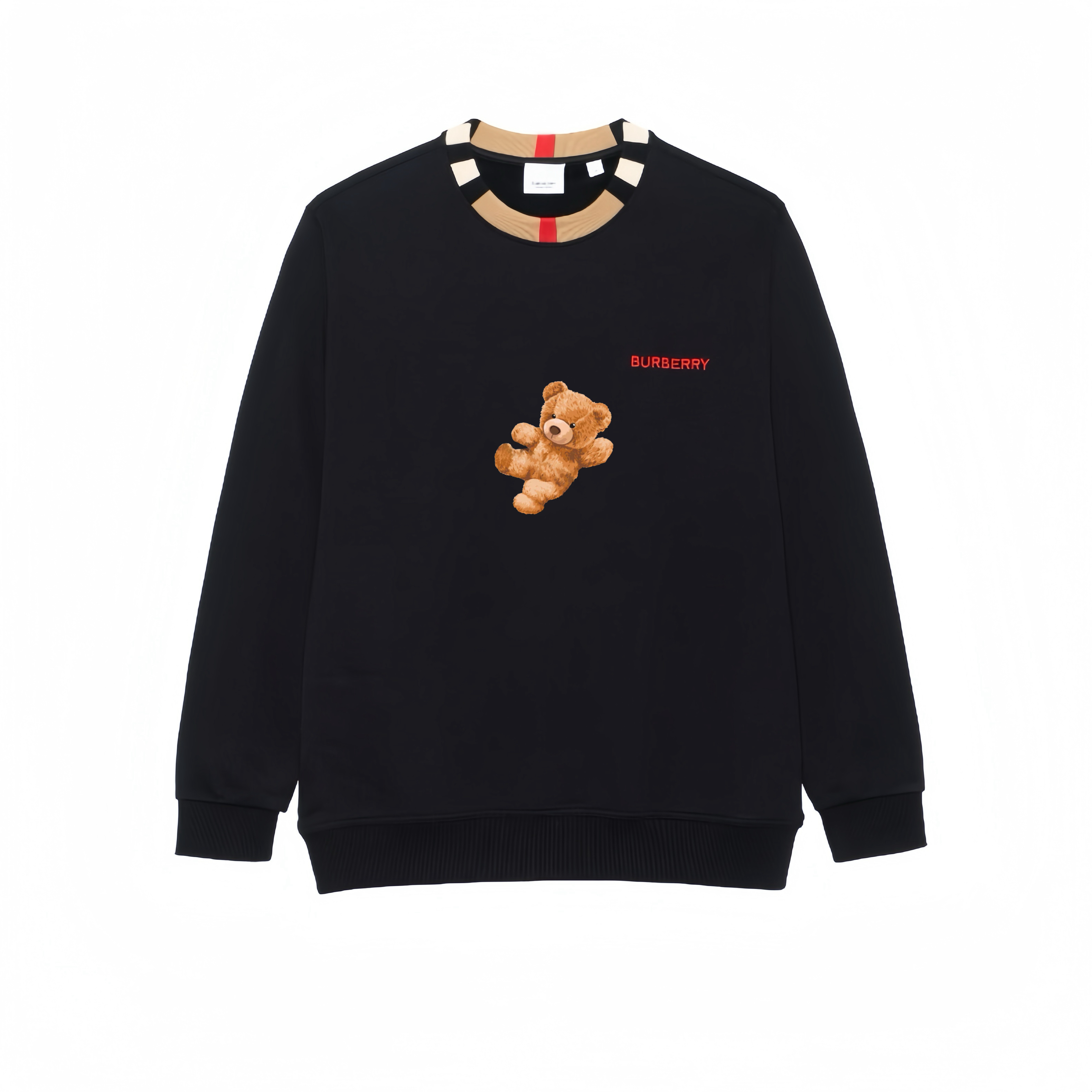 Burberry Multicolor Letter Embroidery Crew Neck Long Sleeved Sweatshirt Unisex Black