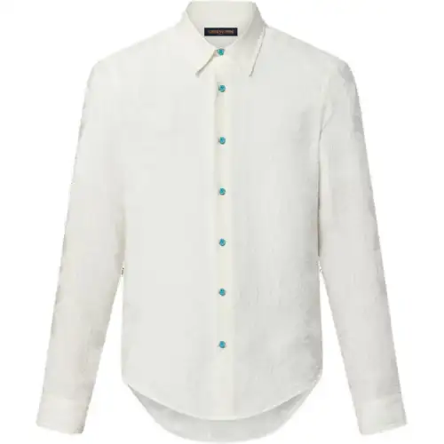 LOUIS VUITTON Long-Sleeved Jacquard Silk Shirt