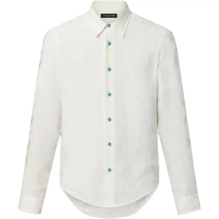 LOUIS VUITTON Long-Sleeved Jacquard Silk Shirt