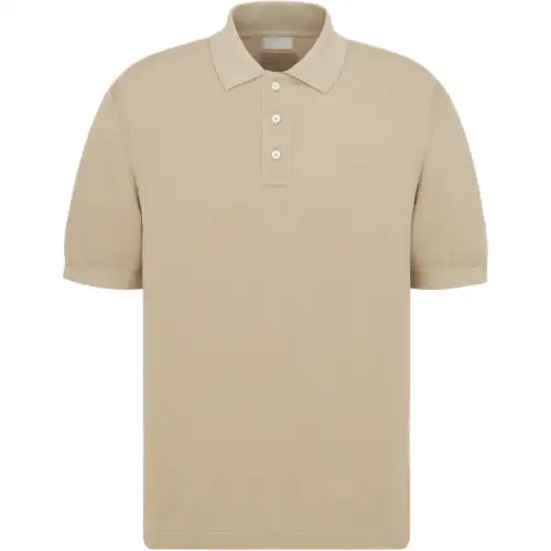 DIOR Icon Beige Cotton And Silk Piqué Polo Shirt Men's Beige