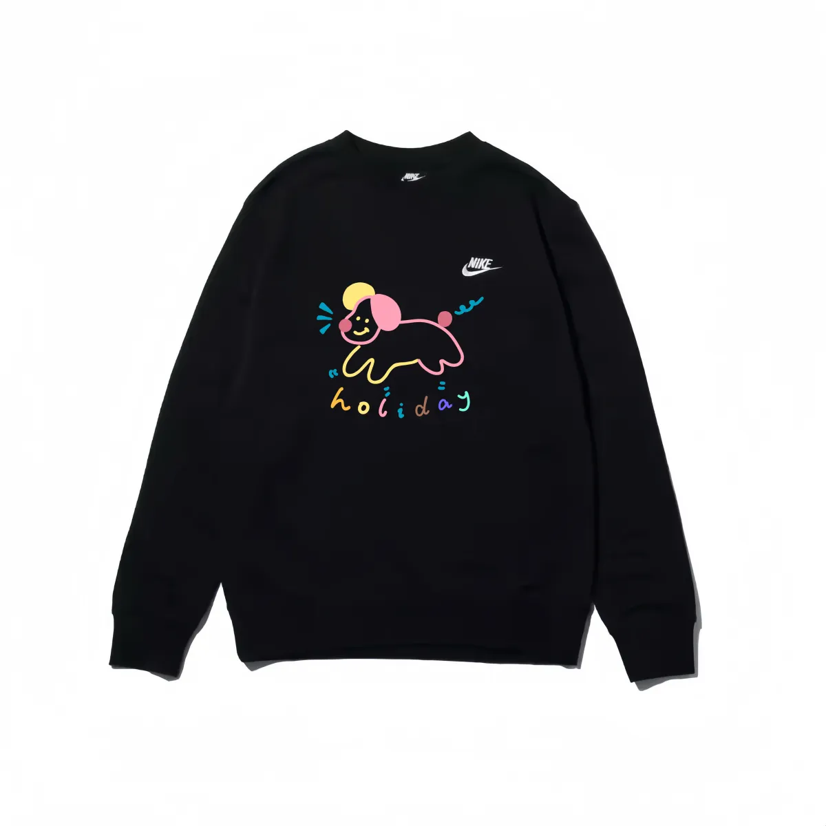 Nike Sweatshirts Unisex Black Crew Neck Moderate Straight Fit