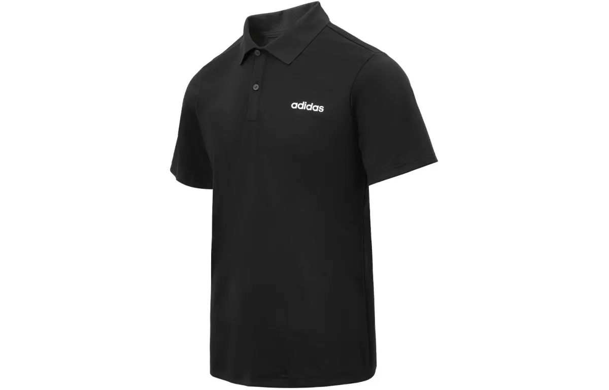 Adidas Polo Shirts Men's Black Polo Collar Moderate Straight Fit