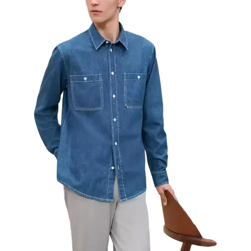 HERMES FW24 Shirt Men's Washed Indigo