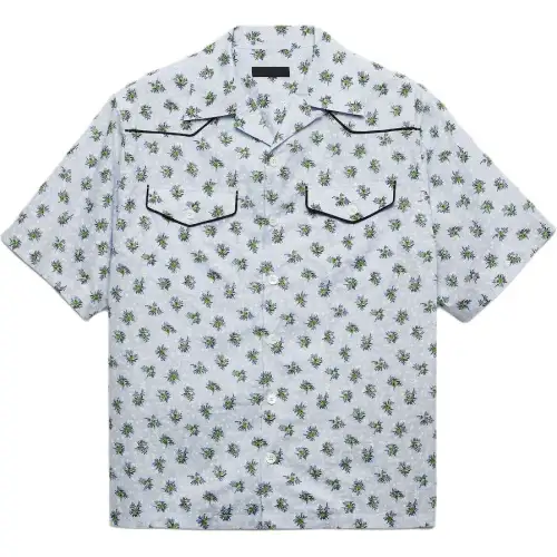 PRADA Shirts Men's Green Cuban Collar Moderate Other