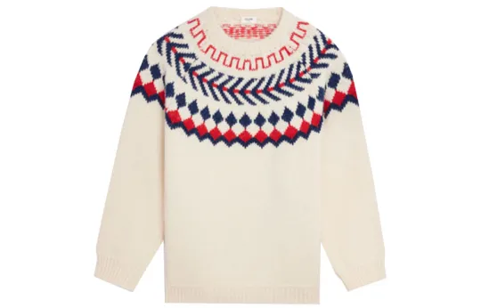 CELINE Sweaters Men's Cream Crew Neck Moderate Other