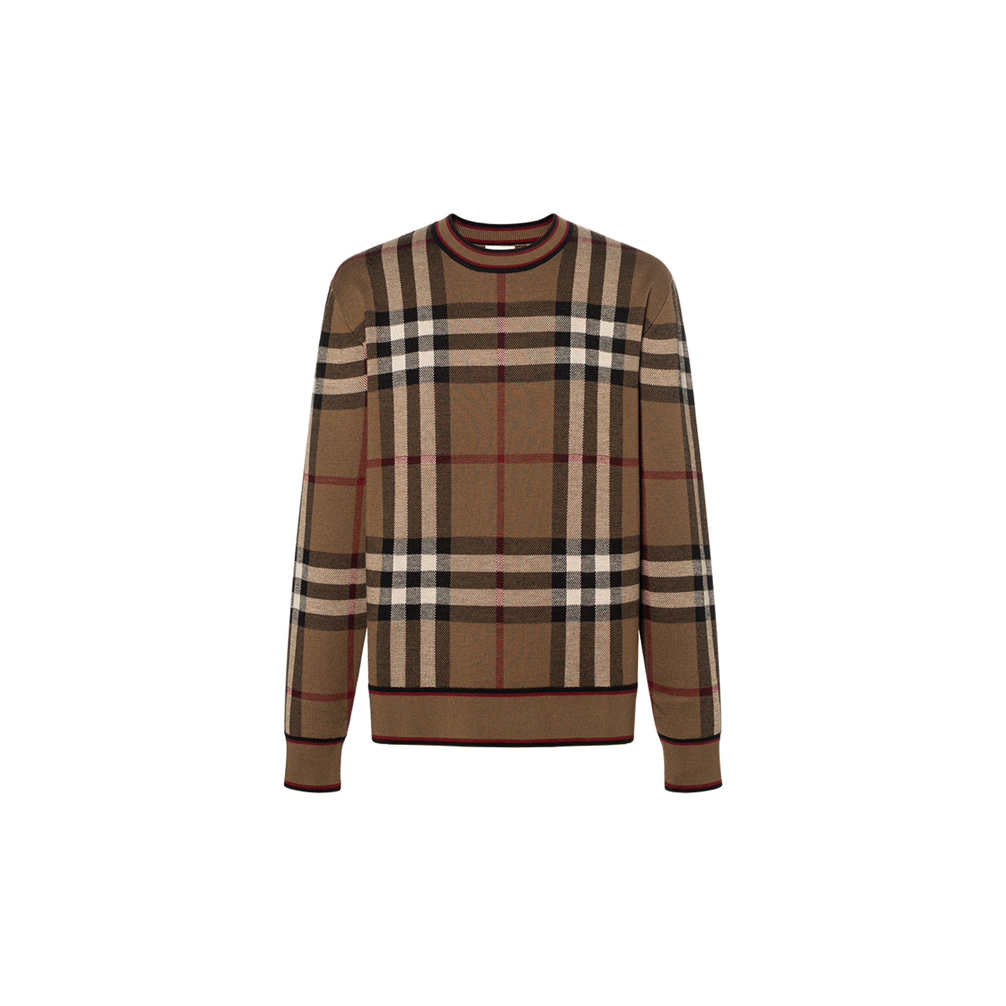 Burberry Burberry Classic Check Jacquard Merino Wool Knitted Sweater Men's Birch Brown