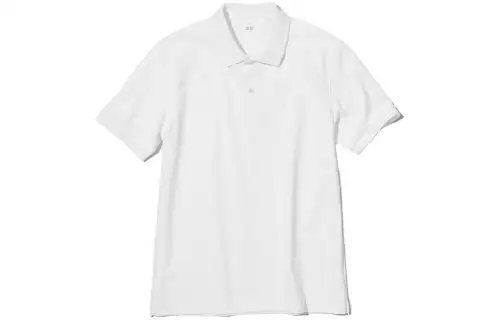 UNIQLO Polo Shirts Men's White Polo Collar Moderate Straight Fit
