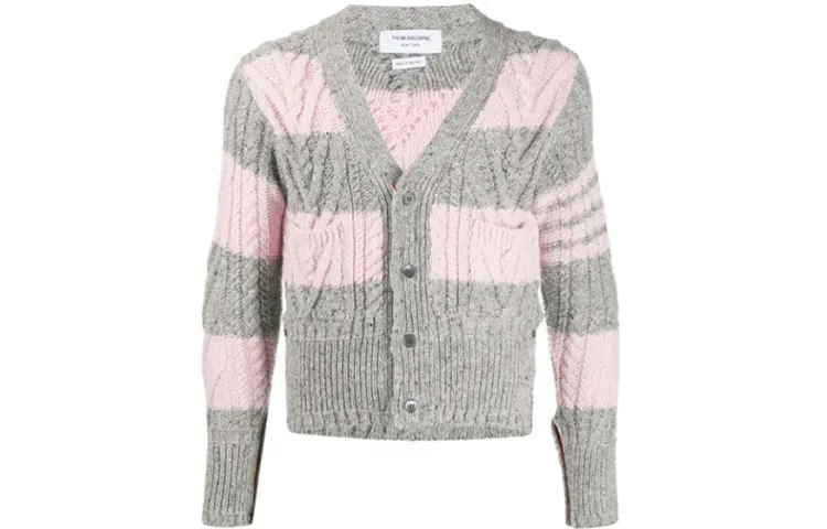 THOM BROWNE· Sweater Men's Gray Pink