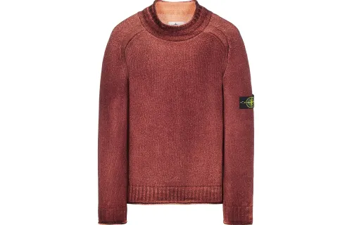 STONE ISLAND Sweaters Men's Burgundy Stand Collar Moderate Straight Fit