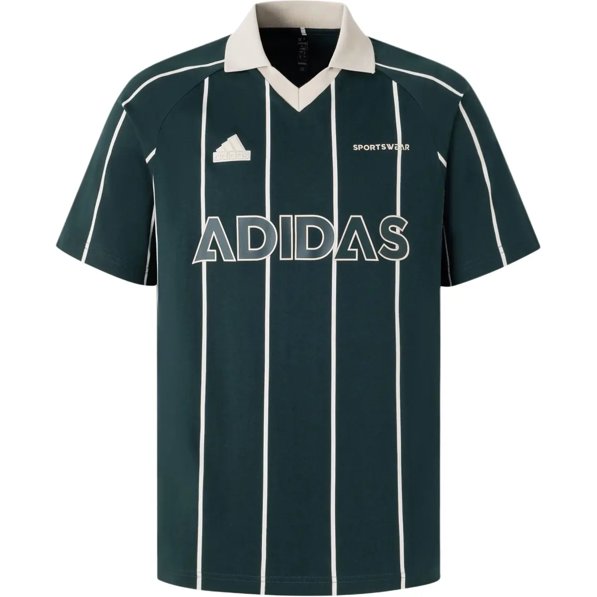 Adidas TIRO STRIPE HEAVY JERSEY TEE Polo Shirt Men's Night Sky Green
