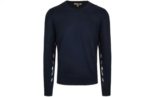 Burberry Sweaters Men's Marine Blue Crew Neck Moderate Other