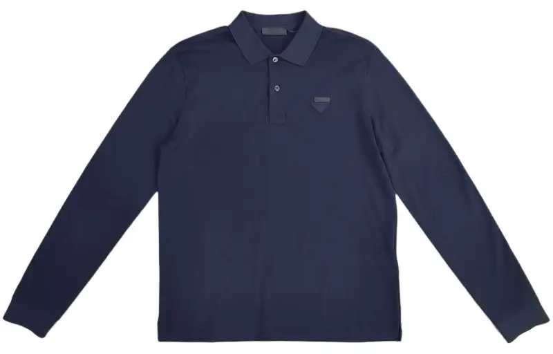 PRADA Polo Shirts Men's Navy Polo Collar Moderate Straight Fit