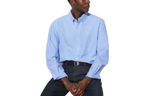 UNIQLO Shirts Men's Lake Blue Pointed Collar Moderate Other