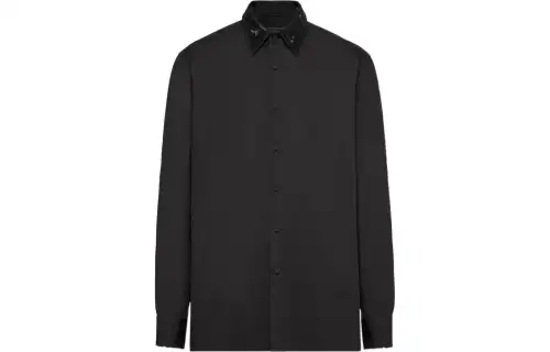 PRADA Shirts Men's Black Pointed Collar Moderate Other
