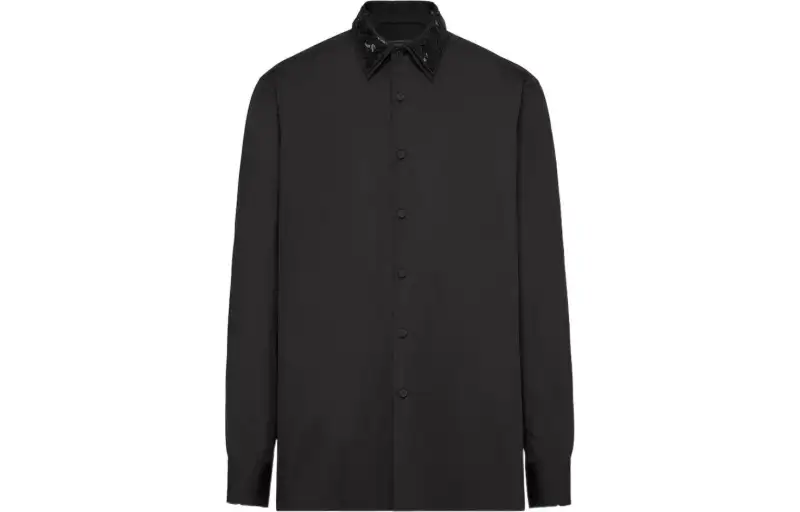 PRADA Shirts Men's Black Pointed Collar Moderate Other