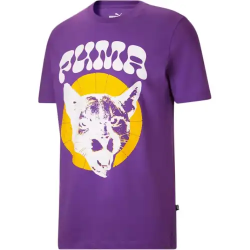PUMA T Shirts Men's Royal Lilac Crew Neck Moderate Straight Fit
