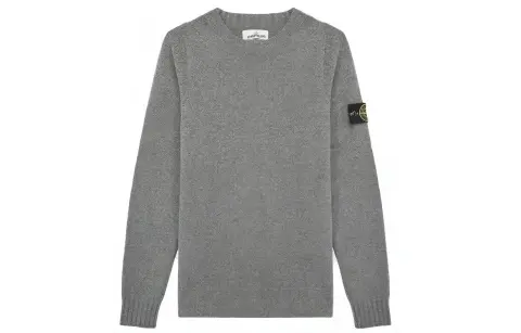 STONE ISLAND Sweaters Men's Gray Crew Neck Moderate Base Layer