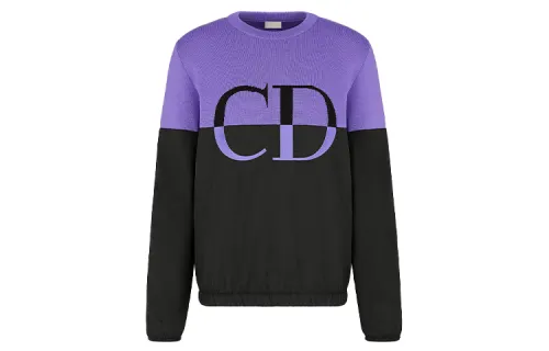 DIOR Quarterly New Products Sweaters Men's Black Purple Multicolor Crew Neck Moderate Other