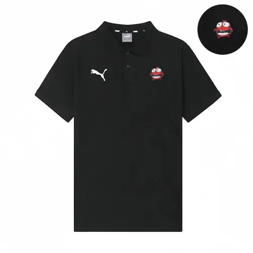 PUMA Polo Shirts Unisex Black Polo Collar Moderate Straight Fit