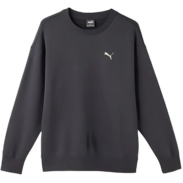 PUMA Athleisure Loose Fit Fleece Lined Pullover Sweatshirt Unisex Galaxy Gray