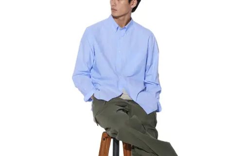 UNIQLO Shirts Unisex Lake Blue Pointed Collar Moderate Other