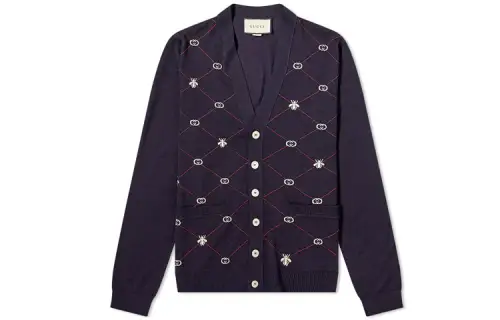 GUCCI Jacquard motif V neck Jumper