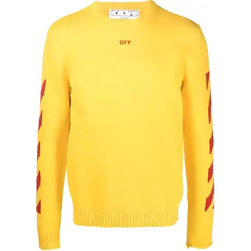 OFF WHITE SS21 Sweaters Men's Yellow Crew Neck Moderate Other
